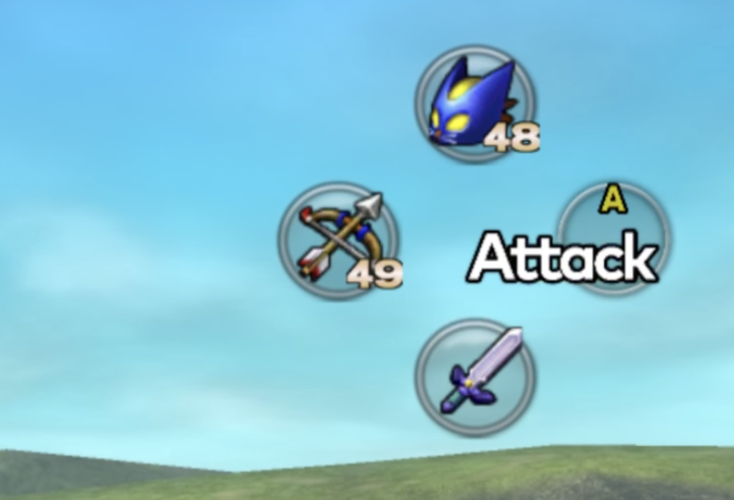 In-game ABXY diamond HUD with equipped items and live ammo counts