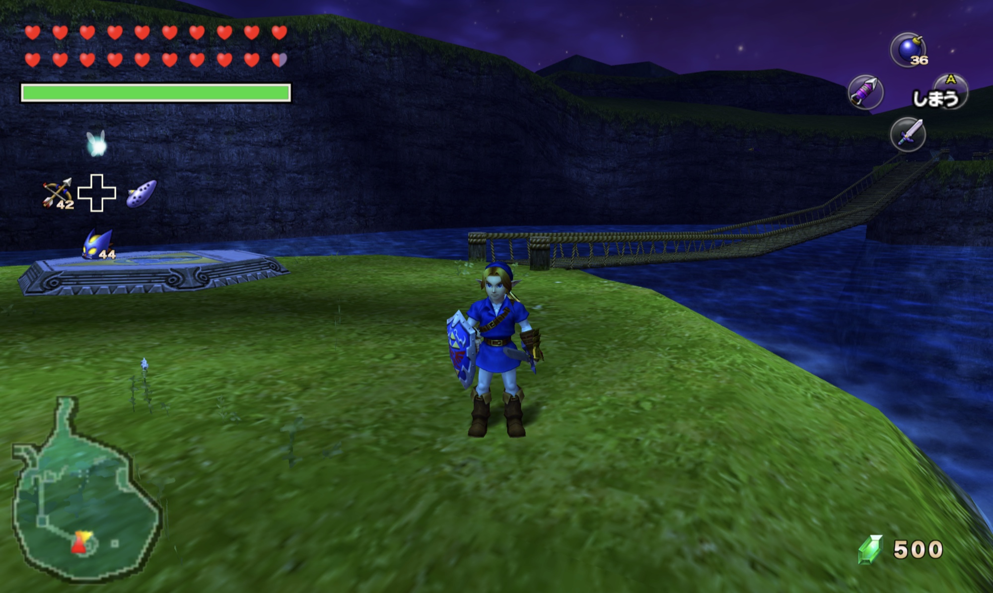 Ocarina Reframed HUD running in the Japanese Rev 1 release of Ocarina of Time 3D